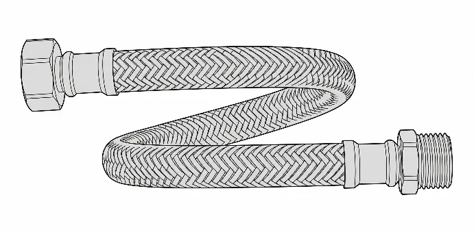Flexible mâle-femelle raccordé entre la sortie du purificateur et le robinet
